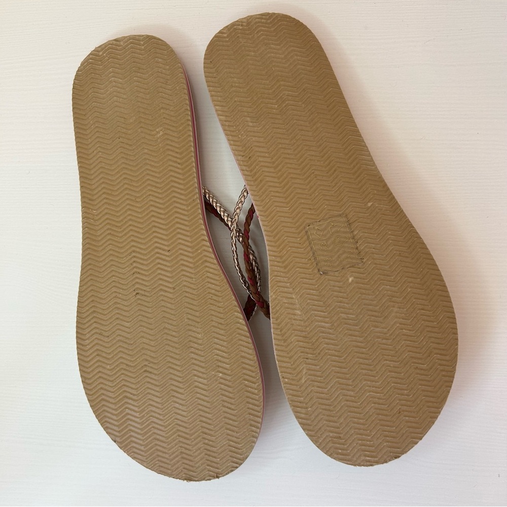 White Stuff Flip Flops Size UK 5 Leather Braided Gold Pink Sandals - Picture 5 of 6